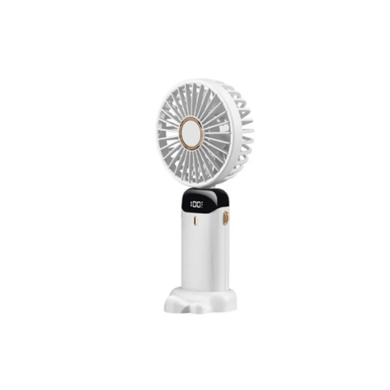 USB Rechargeable Mini Hand-held Fan Portable Folding Desk Fan with LED Display 18.8 x 9 x 4.65 cm White