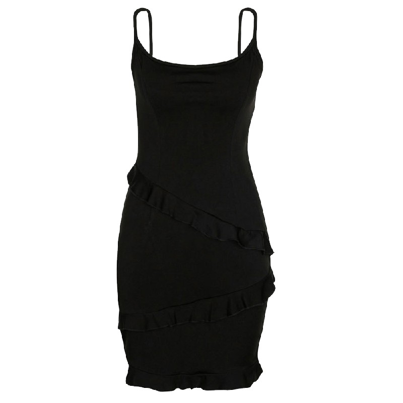 Women Ruffle Frill Mini Wrap Sling Dress Ladies Party Frill Dress - M