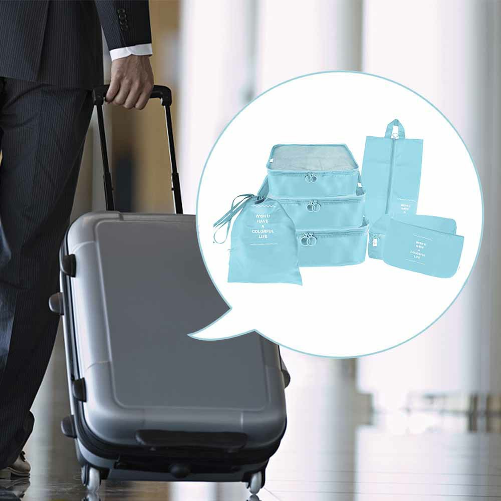 7pcs Waterproof Travel Storage Bags Clothes Packing Cube Luggage Organiser Pouch - Blue