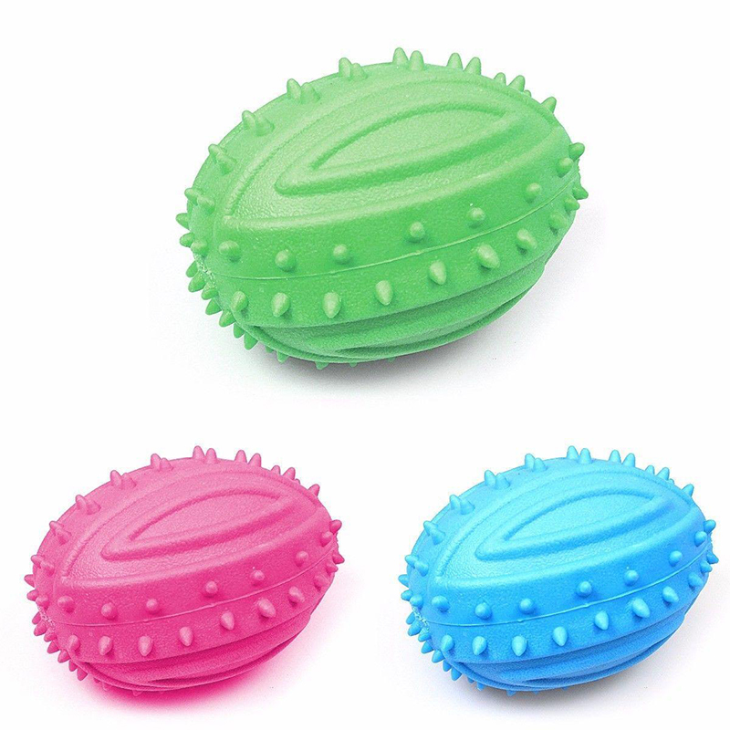 13 cm Squeaky Rugby Shaped Ball Toy for Pet Dog Random Colour