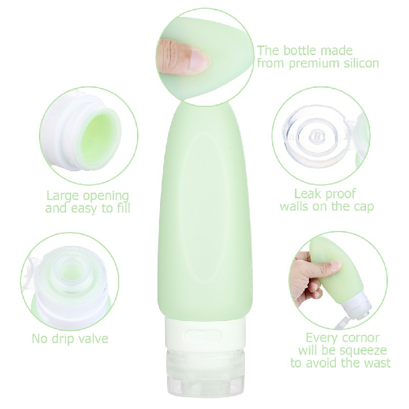 Leakproof Travel Container Refillable Squeezable Set Package Bottle for Cosmetics Shampoo