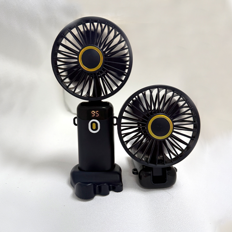 USB Rechargeable Mini Hand-held Fan Portable Folding Desk Fan with LED Display 18.8 x 9 x 4.65 cm Blue