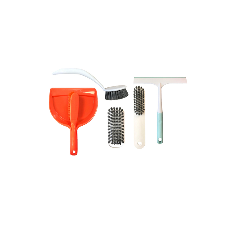 Plastic Cleaning Dustpan and Brush Set of 5 Random Colour