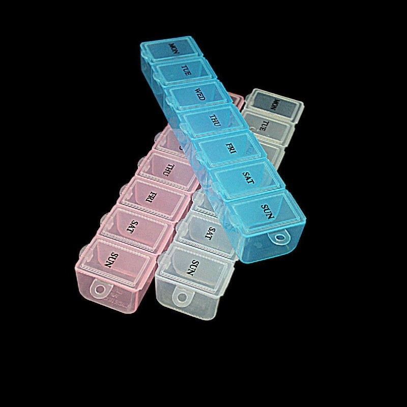 Plastic Pill Tablet Box 7 Days Medicine Organiser 15 x 2 cm Random Colour