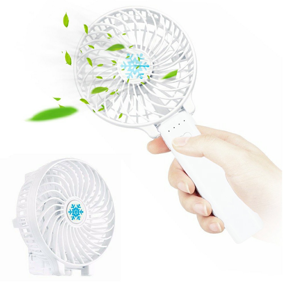 Handheld Mini USB Fan Built-in Battery Foldable Portable Desktop Table Cooler - White