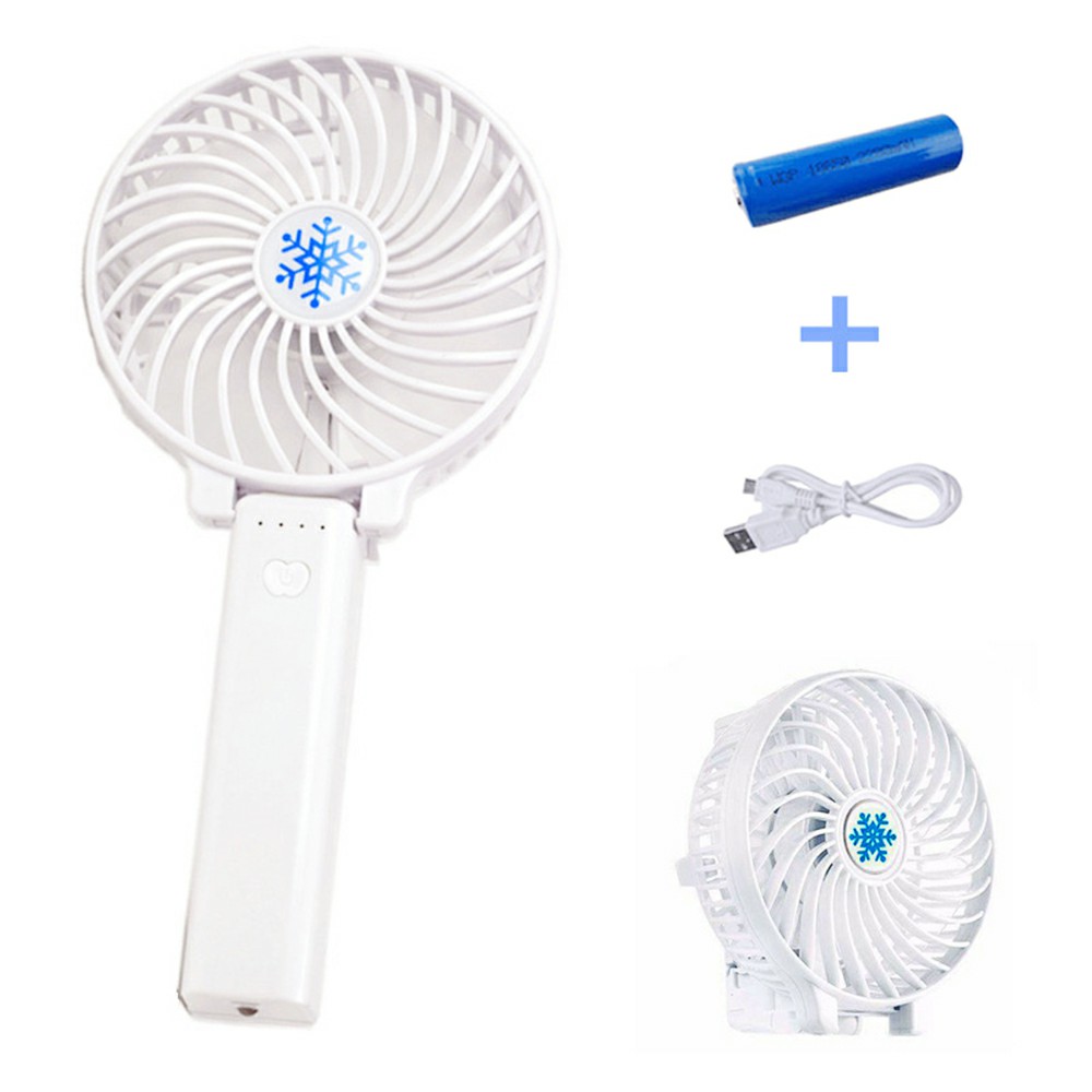 Handheld Mini USB Fan Built-in Battery Foldable Portable Desktop Table Cooler - White