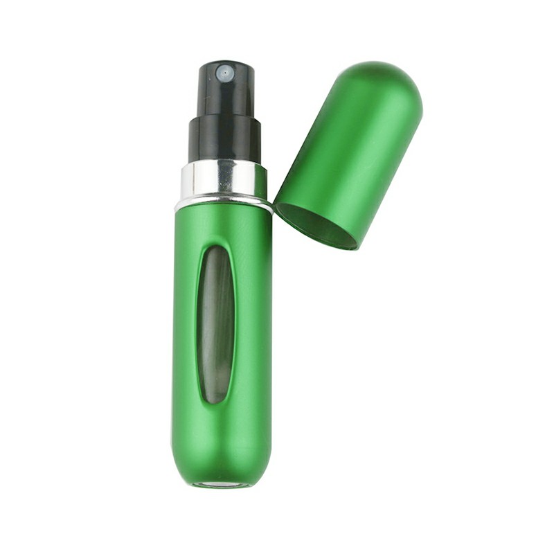 5ml Portable Mini Refillable Perfume Bottle Spray Round Tube Pump Empty Cosmetic Container Atomizer Scent Bottle for Travel - Green