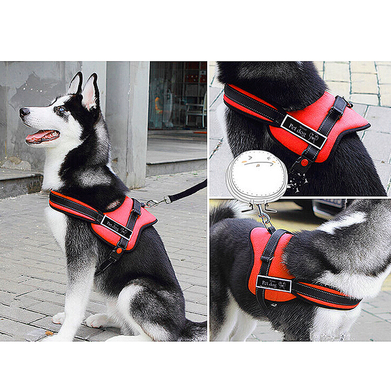 Dog Adjustable Control Soft Vest Harness Walk Collar Chest Strap Vest - Red XL