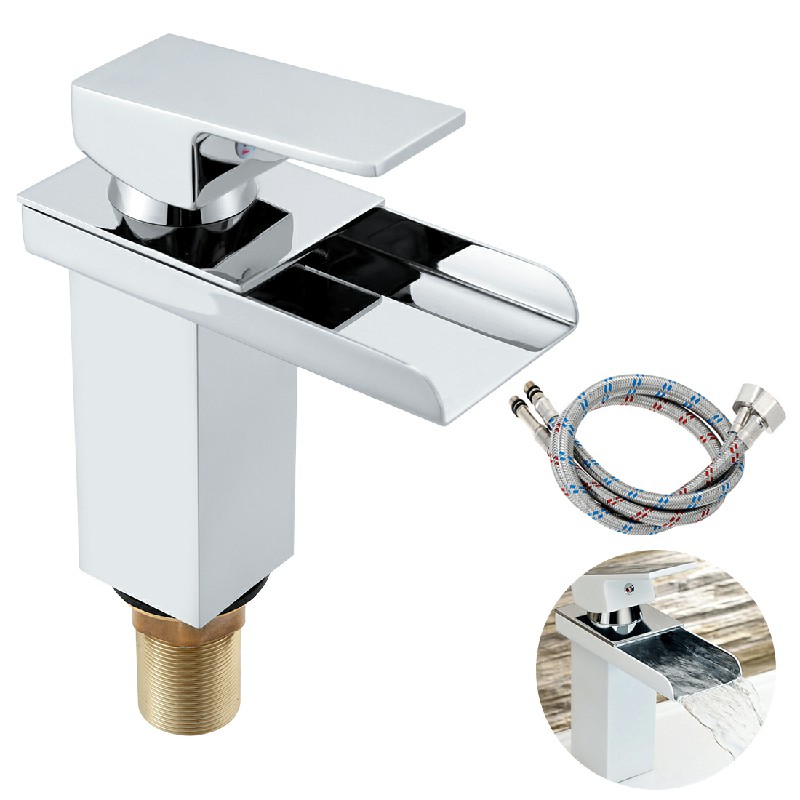Full Copper Bathroom Sink Mixer Tap with A Pair of 60cm Hose