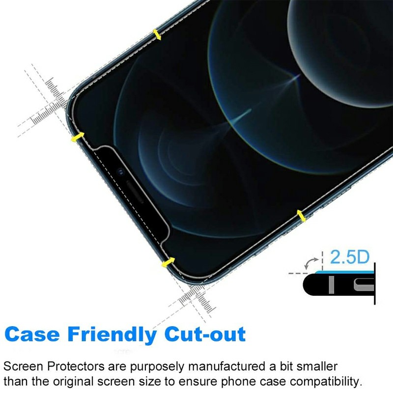 High Transparency Scratch Resistant Anti-shatter 2.5D Tempered Glass for iPhone 12 Pro
