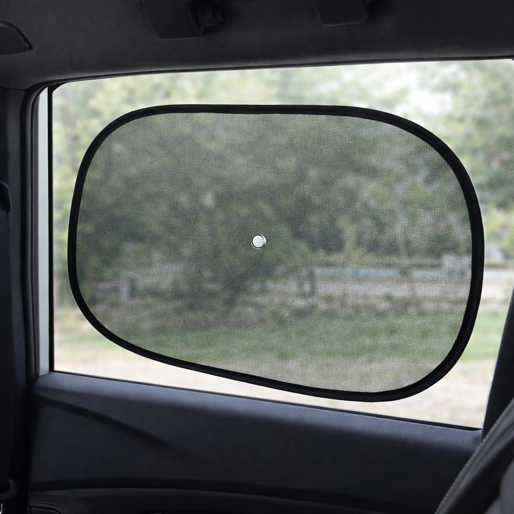 2PCS Car Sun Shade Rear Side Windows Shield Foldable Mesh Shades with Suction Cups UV Protection