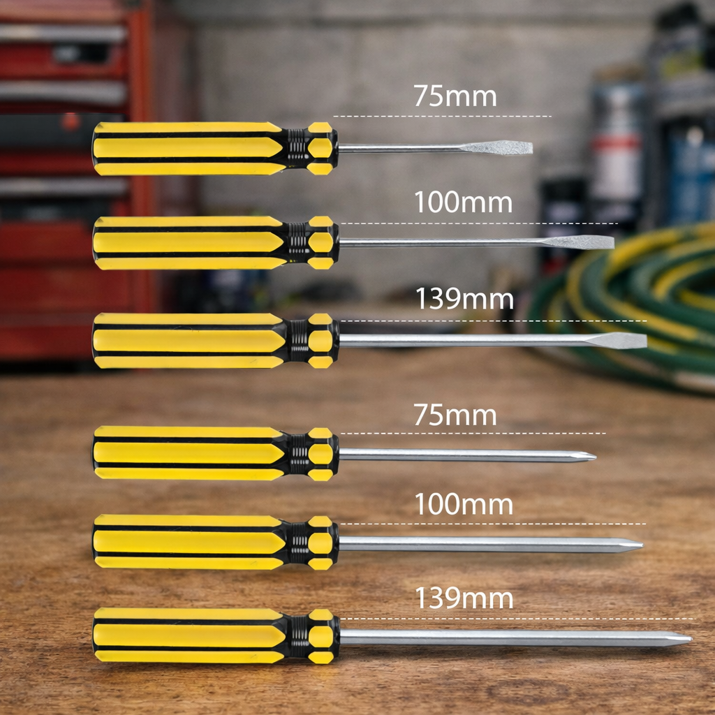 6PCS Screwdriver Set With Storage Rack Includes Phillips Slotted Tips