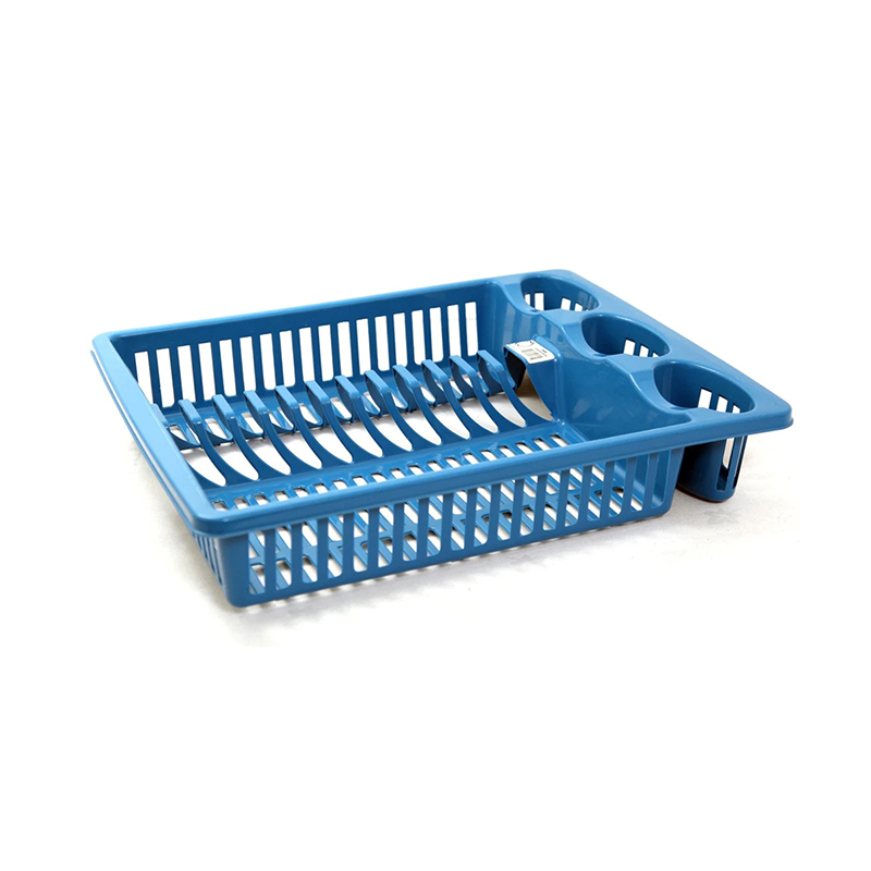 Plastic Dish Drainer Rack Strainer Sink Plate with Cutlery Holder Random Colour