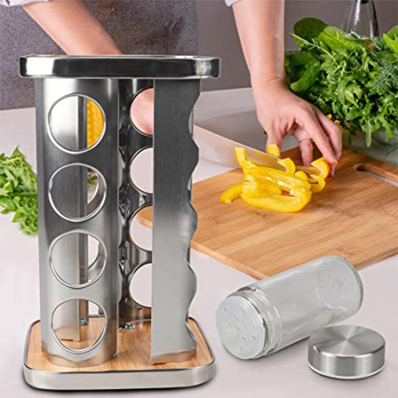 Spice Rack Organizer with 16 Empty Spice Jars for Countertop and Cabinet Square Shape 16 Jars