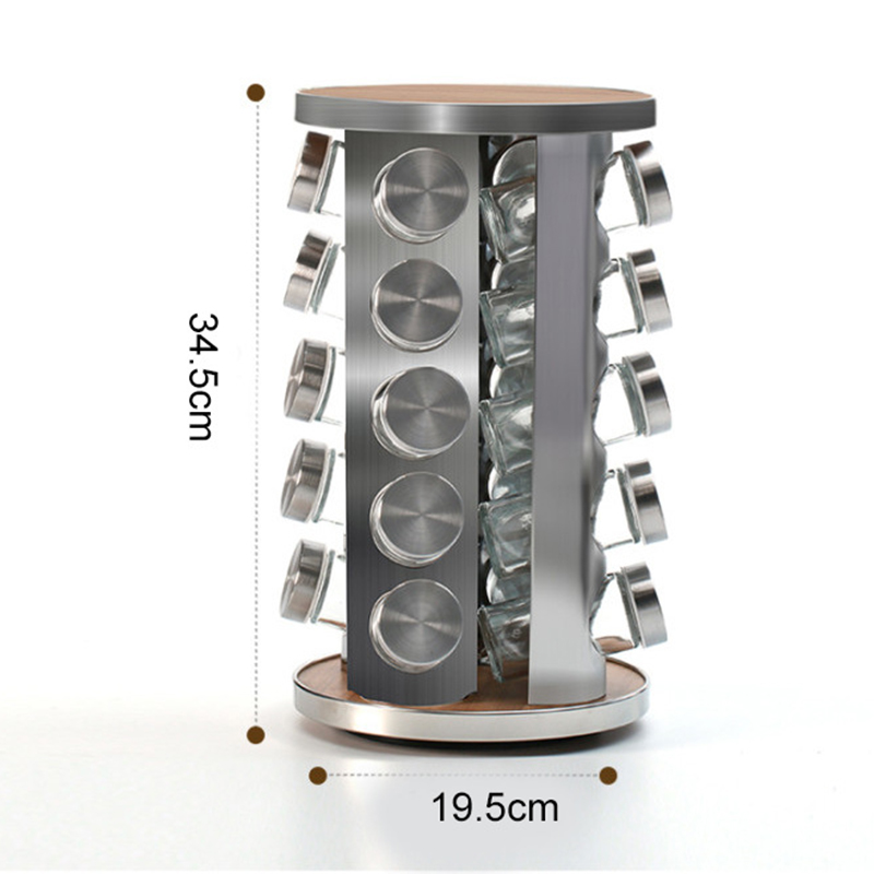 Spice Rack Organizer with 20 Empty Spice Jars for Countertop and Cabinet Square Shape 20 Jars