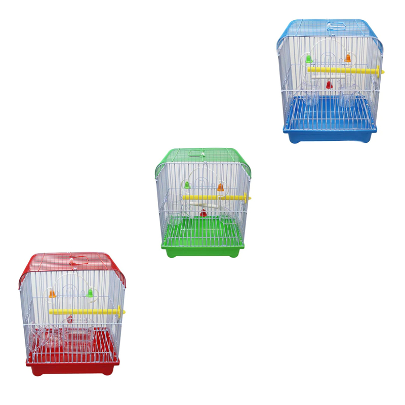 Small Bird Cages 22cm x 27cm for Canaries, Budgies, Finches, Metal, Accessories Random Colour