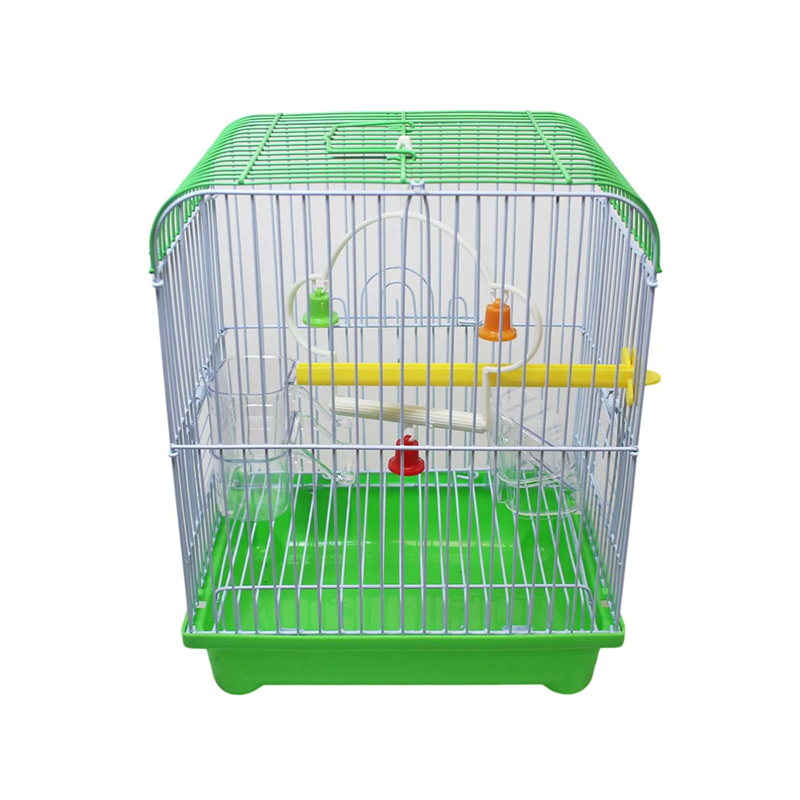 Small Bird Cages 22cm x 27cm for Canaries, Budgies, Finches, Metal, Accessories Random Colour