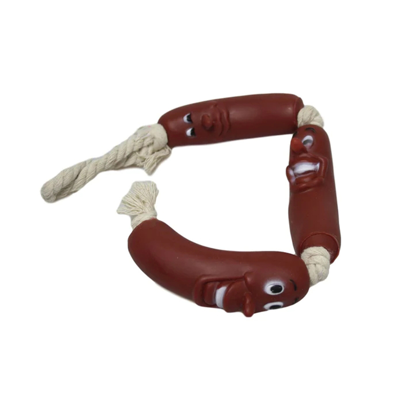 3 pieces Sausage Rope for Dogs Pets Fetch Teething Fun Playtime Puppy Toy
