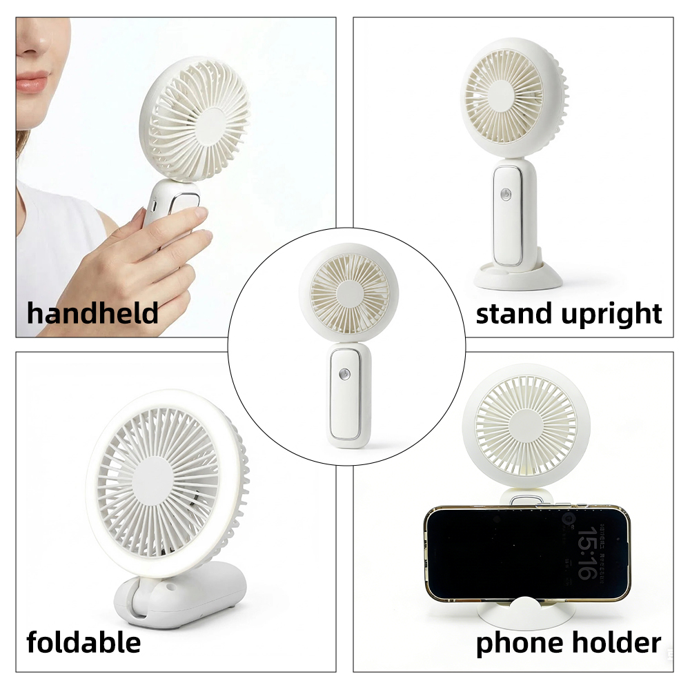 LED Rechargeable Handheld Fan Portable Folding Desk Fan Cooler