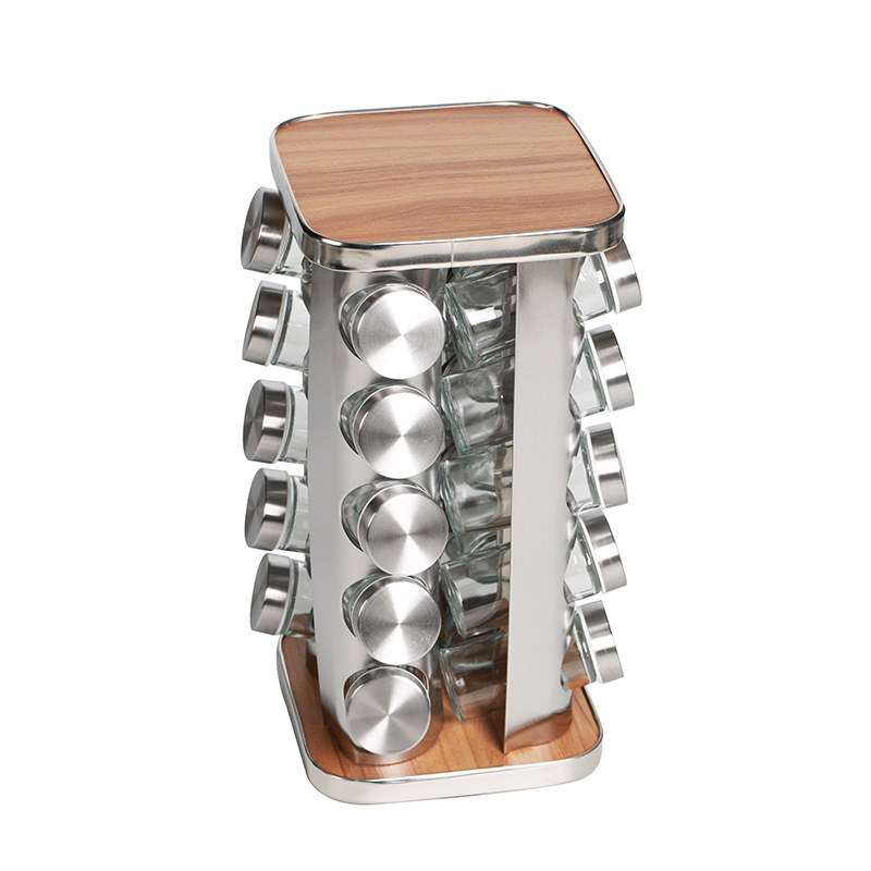 Spice Rack Organizer with 20 Empty Spice Jars for Countertop and Cabinet Square Shape 20 Jars