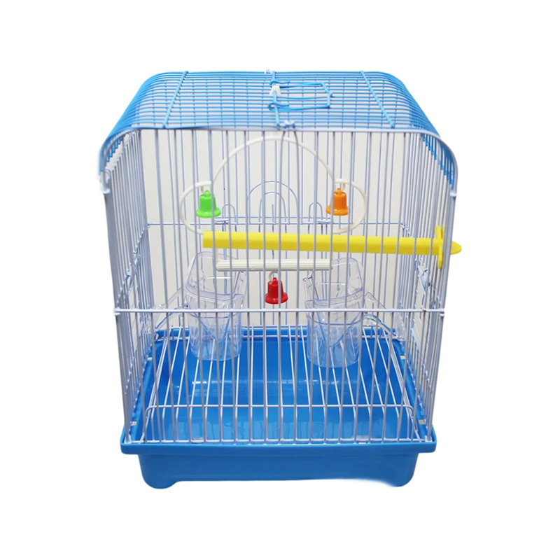 Small Bird Cages 22cm x 27cm for Canaries, Budgies, Finches, Metal, Accessories Random Colour