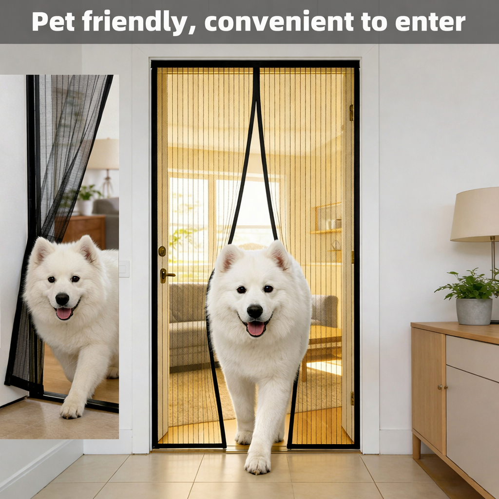 Magnetic Insect Door Mesh Black Door Net Screen 100 x 210cm