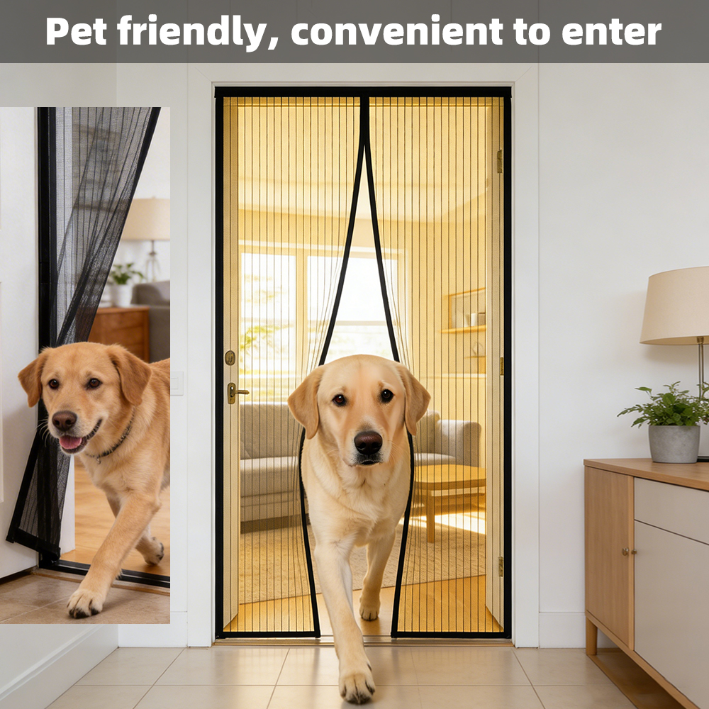 Magnetic Insect Door Mesh Black Door Net Screen 100 x 210cm