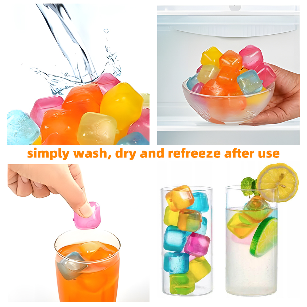 20PCS Reusable Ice Cubes for Drinks Colorful Fake Ice Cubes BBQ Party Cold Drink Cooler Freeze Blocks