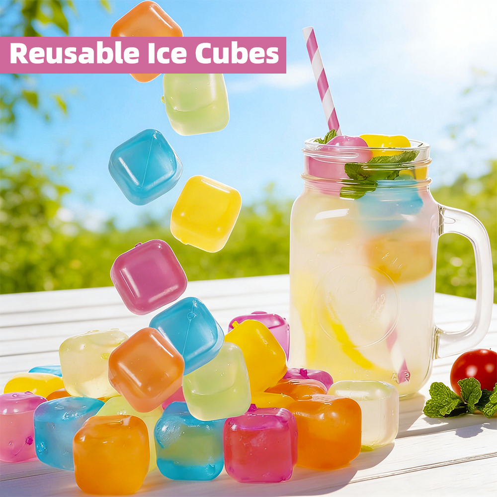 20PCS Reusable Ice Cubes for Drinks Colorful Fake Ice Cubes BBQ Party Cold Drink Cooler Freeze Blocks