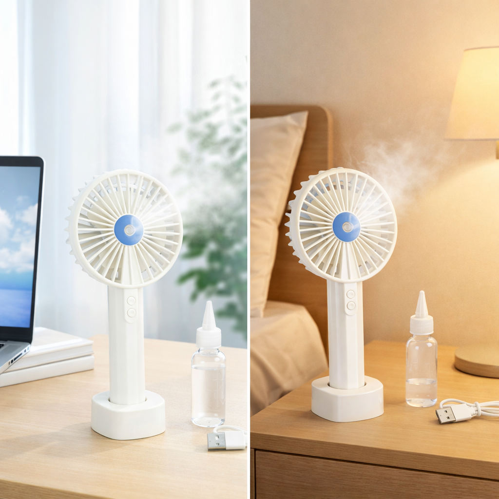 Portable Mist Spray Fan Mini Handheld Desk Cooler Fan USB Rechargeable