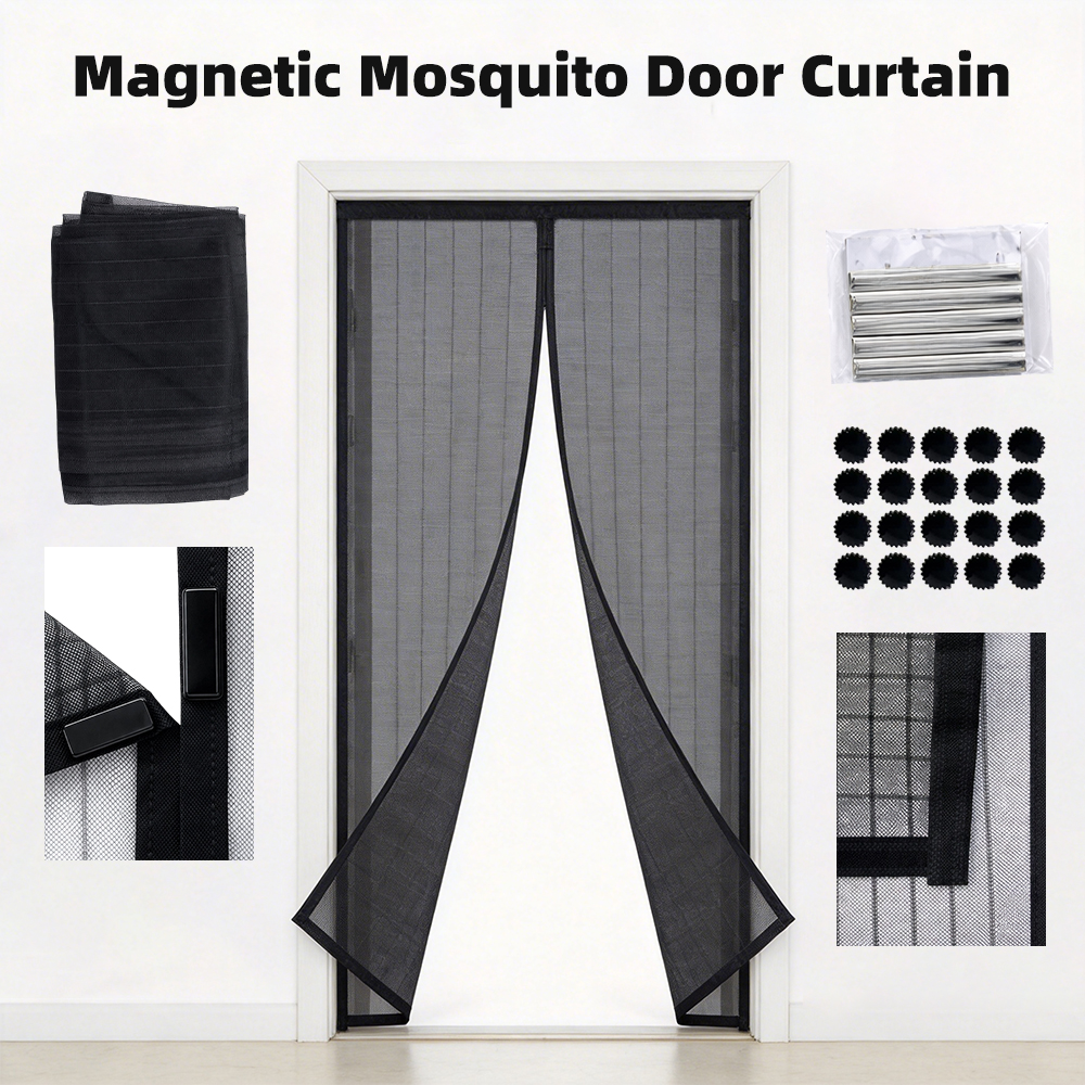 Magnetic Insect Door Mesh Black Door Net Screen 100 x 210cm