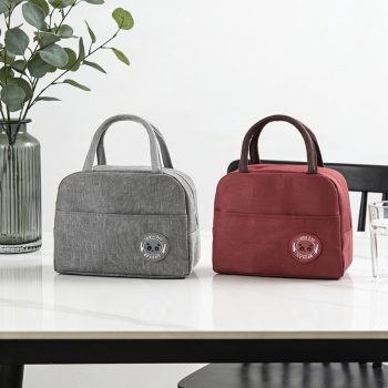 Insulated Lunch Cooler Bag with Pocket Handles Travel Food Box Tote Bags 24 x 19 x 10cm Random Colours