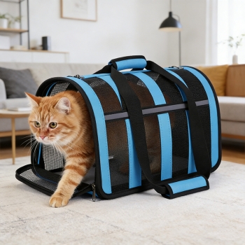 Pet Carrier Dog Cat Foldable Breathable Mesh Carrier 48.5 x 26 x 27cm Random Colours