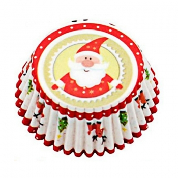 100 pcs Christmas Mini Cupcake Liners Colorful Paper Ideal for Holidays and Parties - Santa Claus