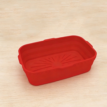 Rectangle Microwavable Air Fryer Silicone Pot Baking Basket Oven Non Stick Reusable Liners - Red