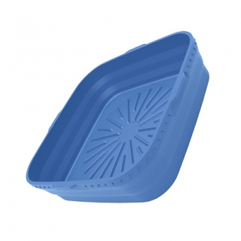 Square Microwavable Air Fryer Silicone Pot Baking Basket Oven Non Stick Reusable Liners - Blue
