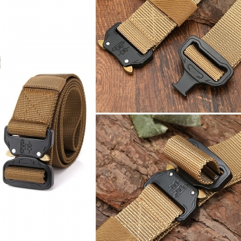 Quick Release Work Belts Tactical Black Men Combat Army Nylon Buckle Waistbelt - Khaki