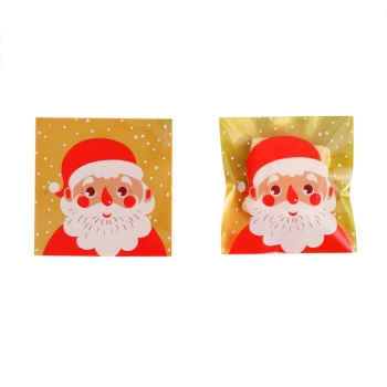 100 pcs Christmas Cellophane Candy Bag Biscuit Cookie Gift Bags - Santa Claus 10x10cm