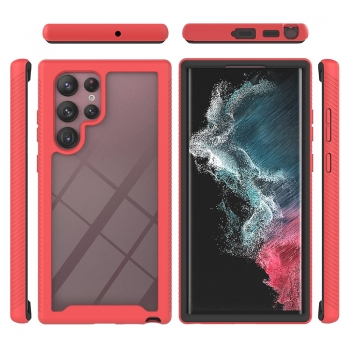 360 Full Body Slim Armor Case with Front Frame for Samsung Galaxy S22 Ultra - Red