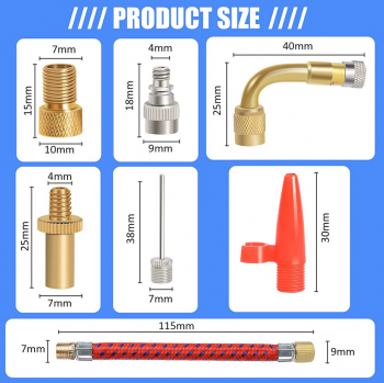 12Pcs Valve Converter Set Brass Bike Valve Adapter Schrader Valve