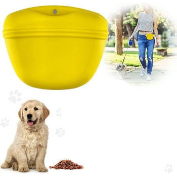 Outdoor Pet Dog Food Treat Snacks Bag Silicone Walking Dog Training Food Pockets Waist Storage Holder - Yellow