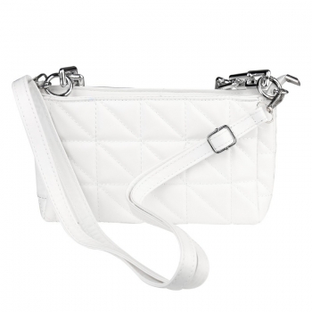 PU Leather Quilting Crossbody Bag Shoulder Bag Purses and Handbags Thick Chain - White