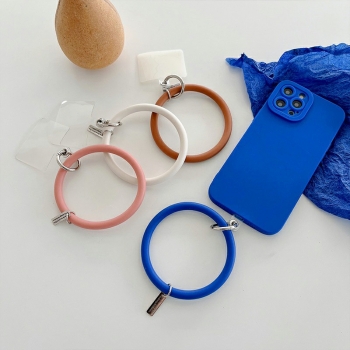 Silicone Bracelet and Pendant for Mobile Phone Shell Car Keychain Key Ring - Pink