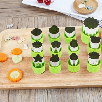 12 pcs Fruit Vegetable Cutter Cookie Stamps Mold Sets - Green