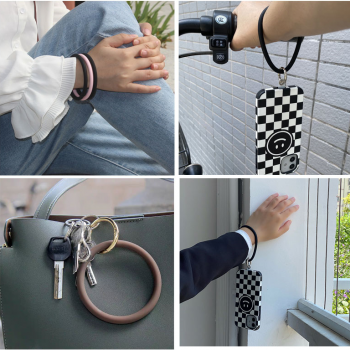 Silicone Bracelet and Pendant for Mobile Phone Shell Car Keychain Key Ring - Caramel