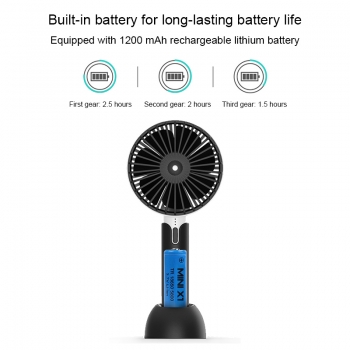 Summer Handheld Portable Mini Fan USB Rechargable Desktop Fan - Black