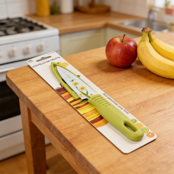 Metal Kitchen Fruit Knife with Cover 19.5cm Plastic Handle
