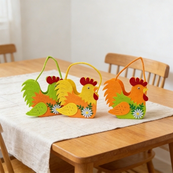 Felt Gift Bag Easter Chicken Design 14 x 14 x 7cm Random Colours