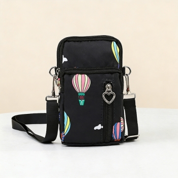 Women Mini Cross-body Mobile Phone Shoulder Bag Pouch Case Handbag Purse Wallet - Black Balloon