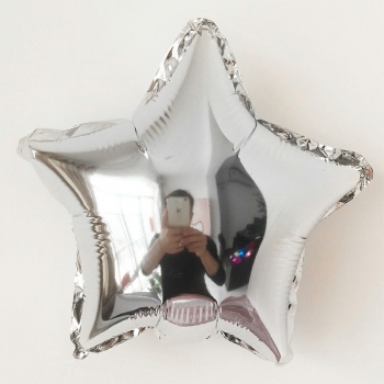 18 inch Plain Coloured Star Foil Balloons Party Wedding Home Decor 5 pcs  - Silver